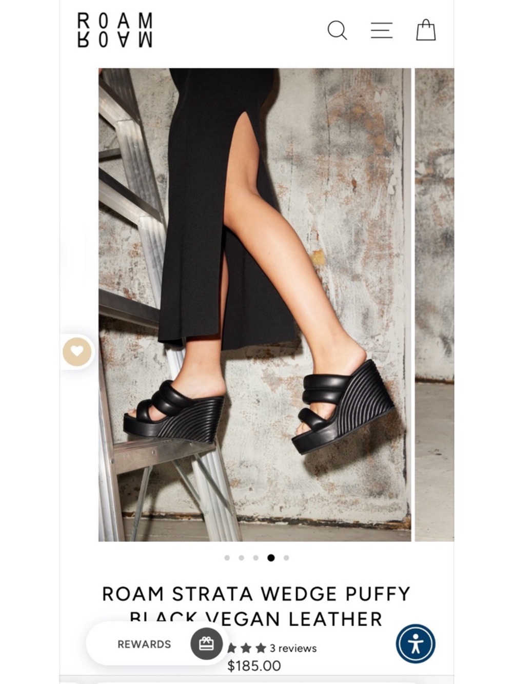 ROAM Black Puffy Strap Wedge Sandal